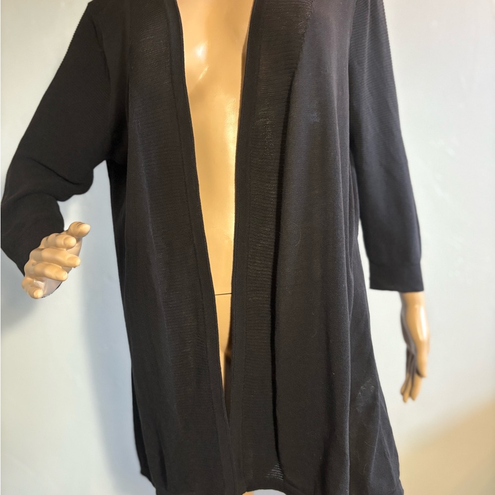 Chico's Lightweight Open Front Black Knit Cardigan Chico’s Size 2